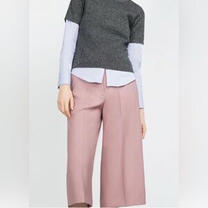 ZARA | wide leg | culottes | cropped pants | Soft Pink | Blush Pink |Size Large